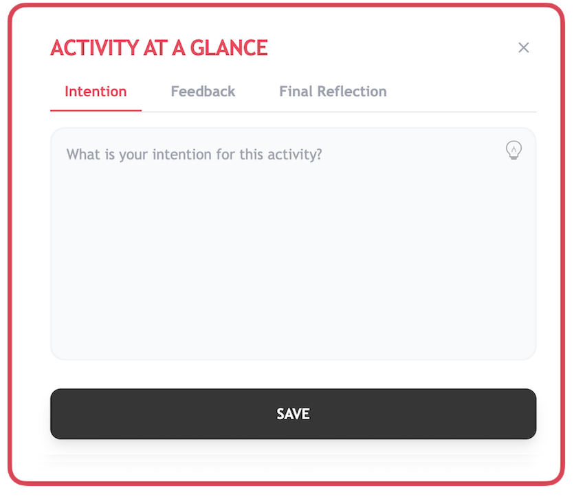 Intention tab of The Activity at a Glance
