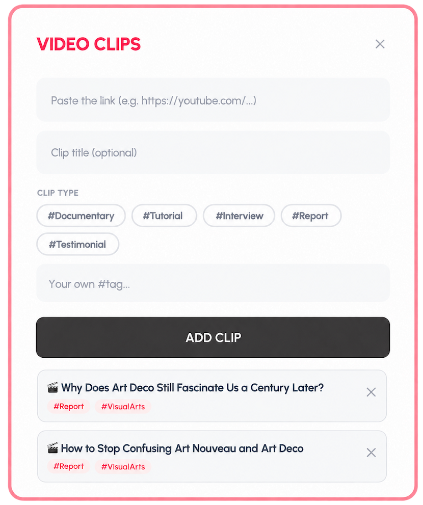 Video Clips window
