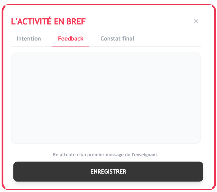 Onglet Feedback de L'activité en bref