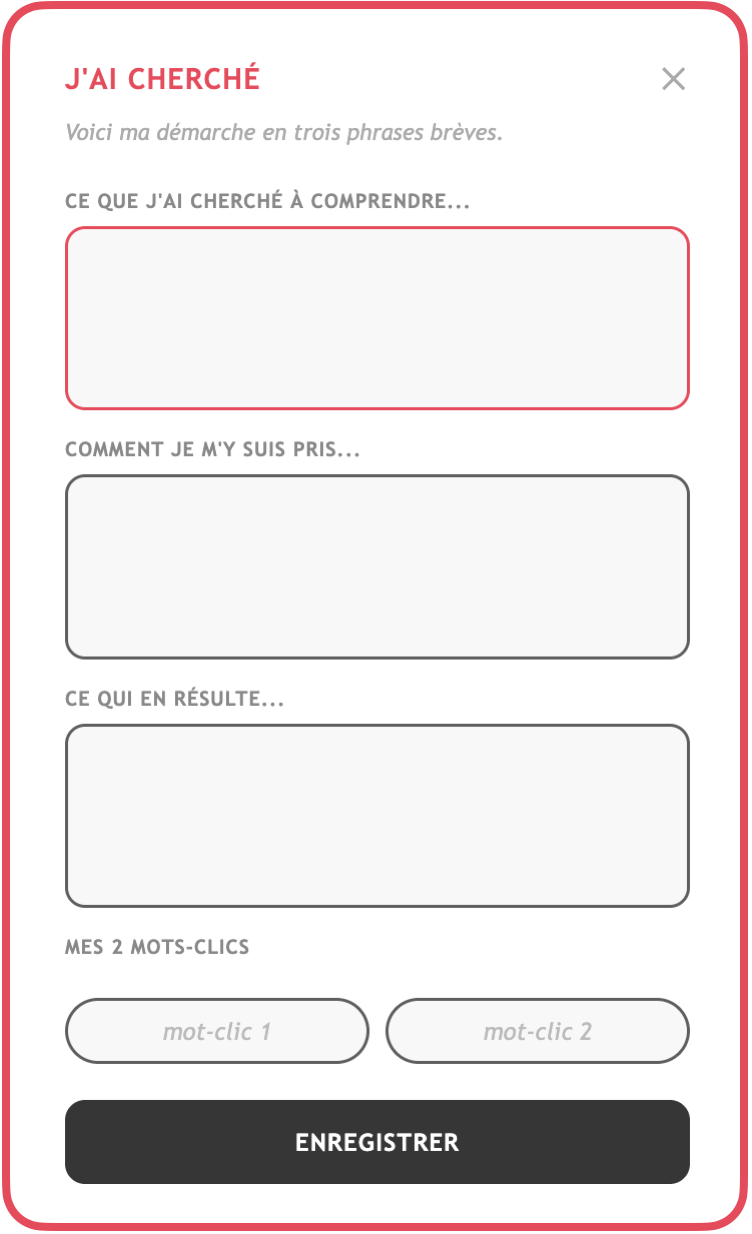 Fenêtre J'ai cherché