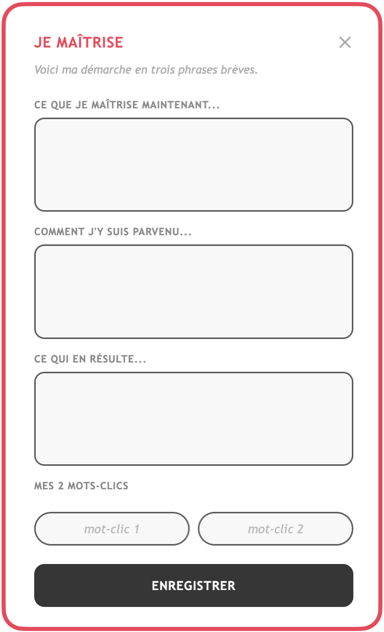 Fenêtre Je maîtrise